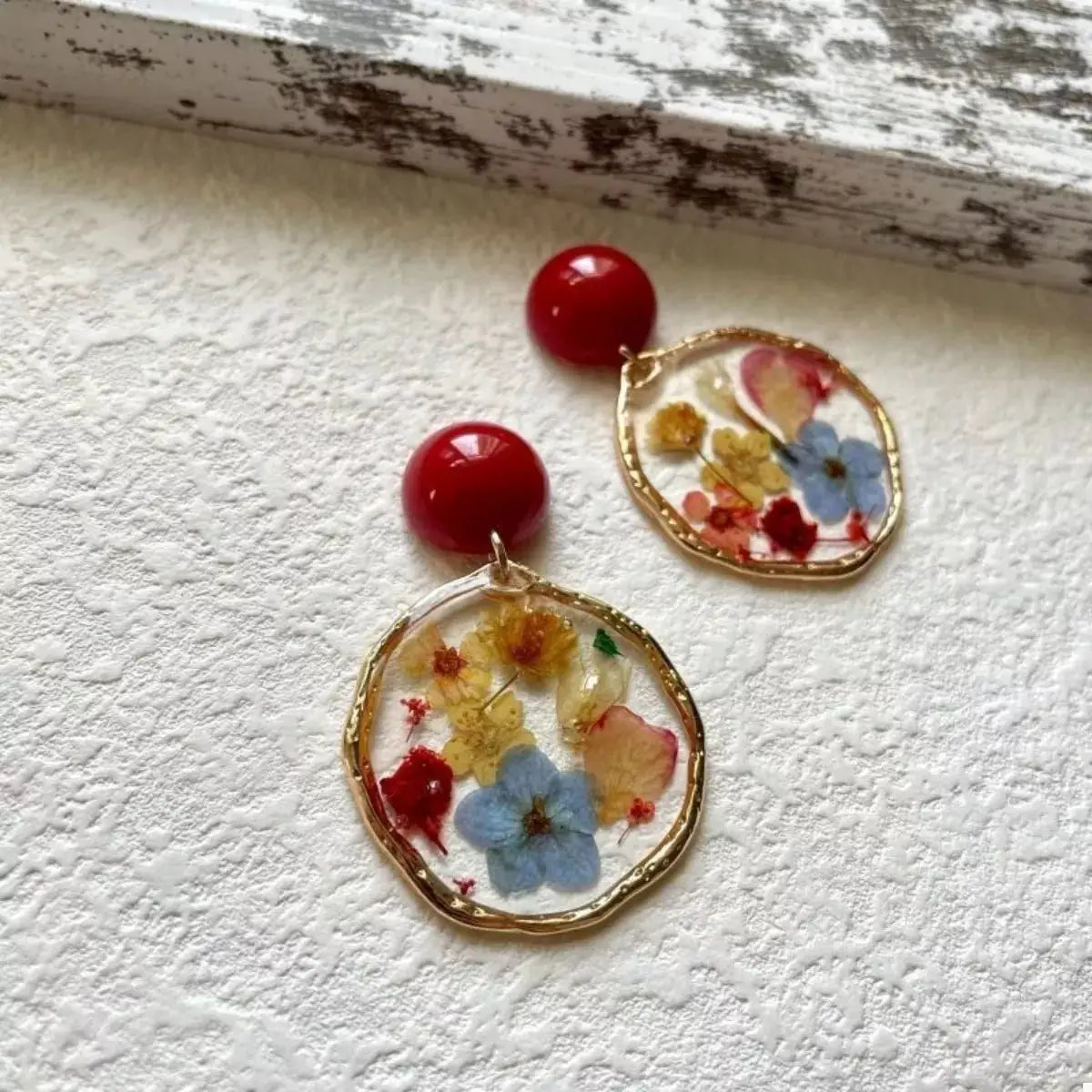 18K Gold-Plated Flower Dangle Earrings by Trendsi