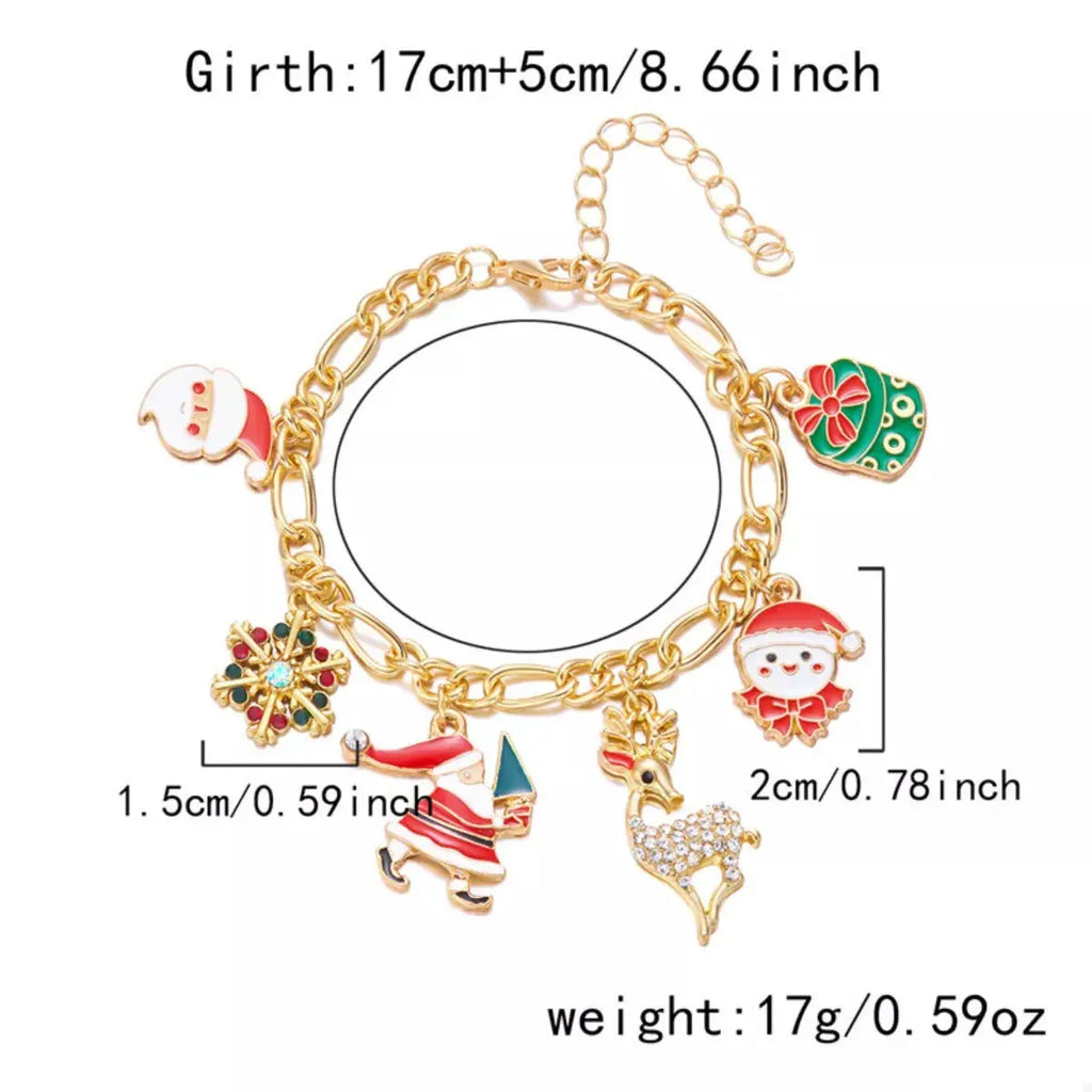 Christmas 18K Gold-Plated Charm Bracelet by Trendsi
