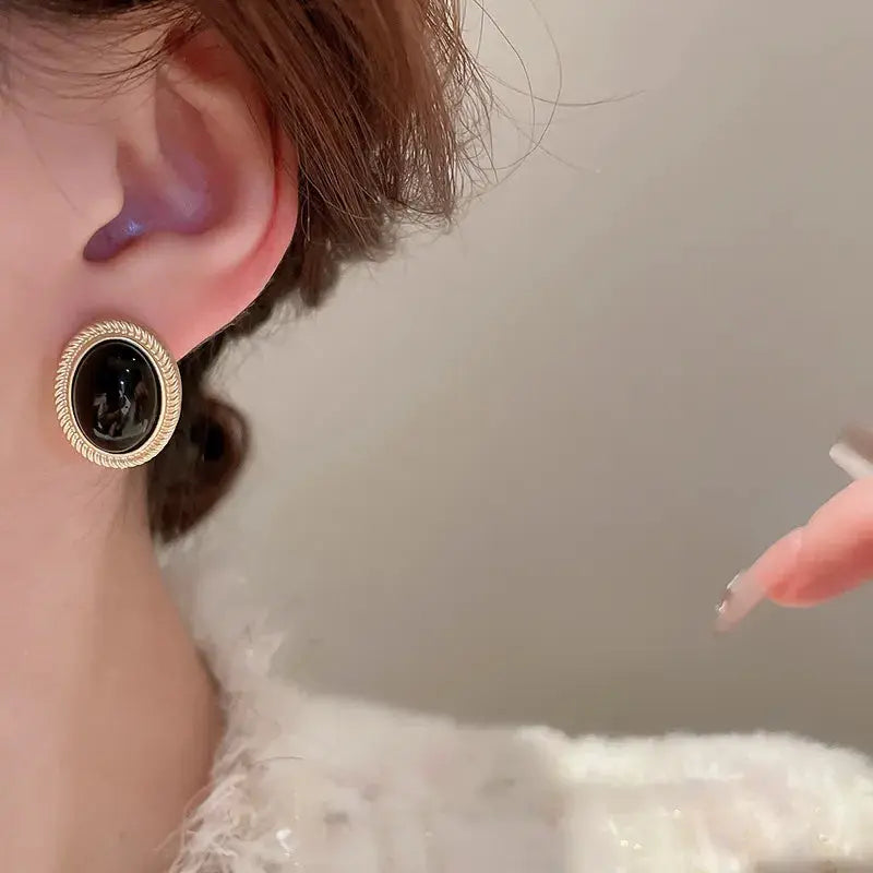 Alloy Gemstone Stud Earrings by Trendsi