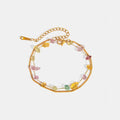 Stainless Steel Natural Stone Double Layered Bracelet by Trendsi