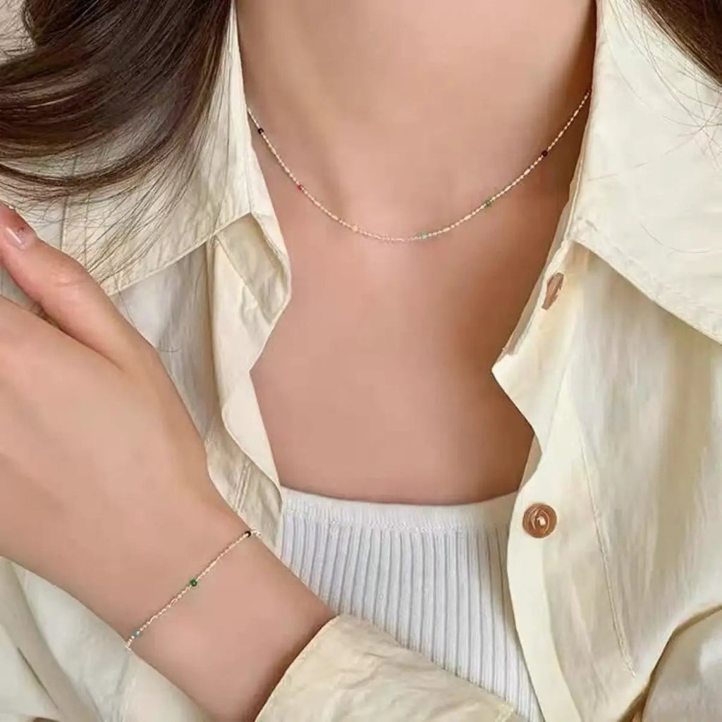 925 Sterling Silver Bead Necklace by Trendsi