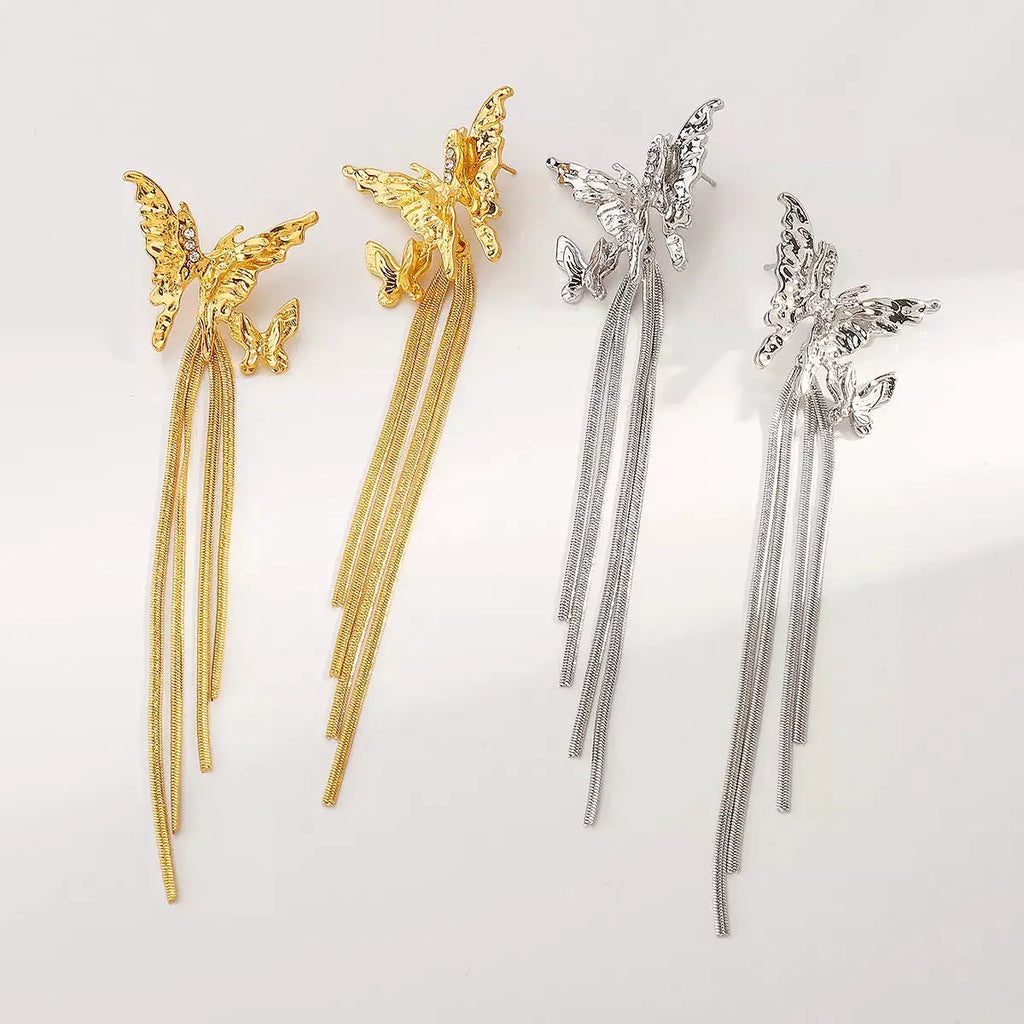 Butterfly Fringe Dangle Earrings by Trendsi