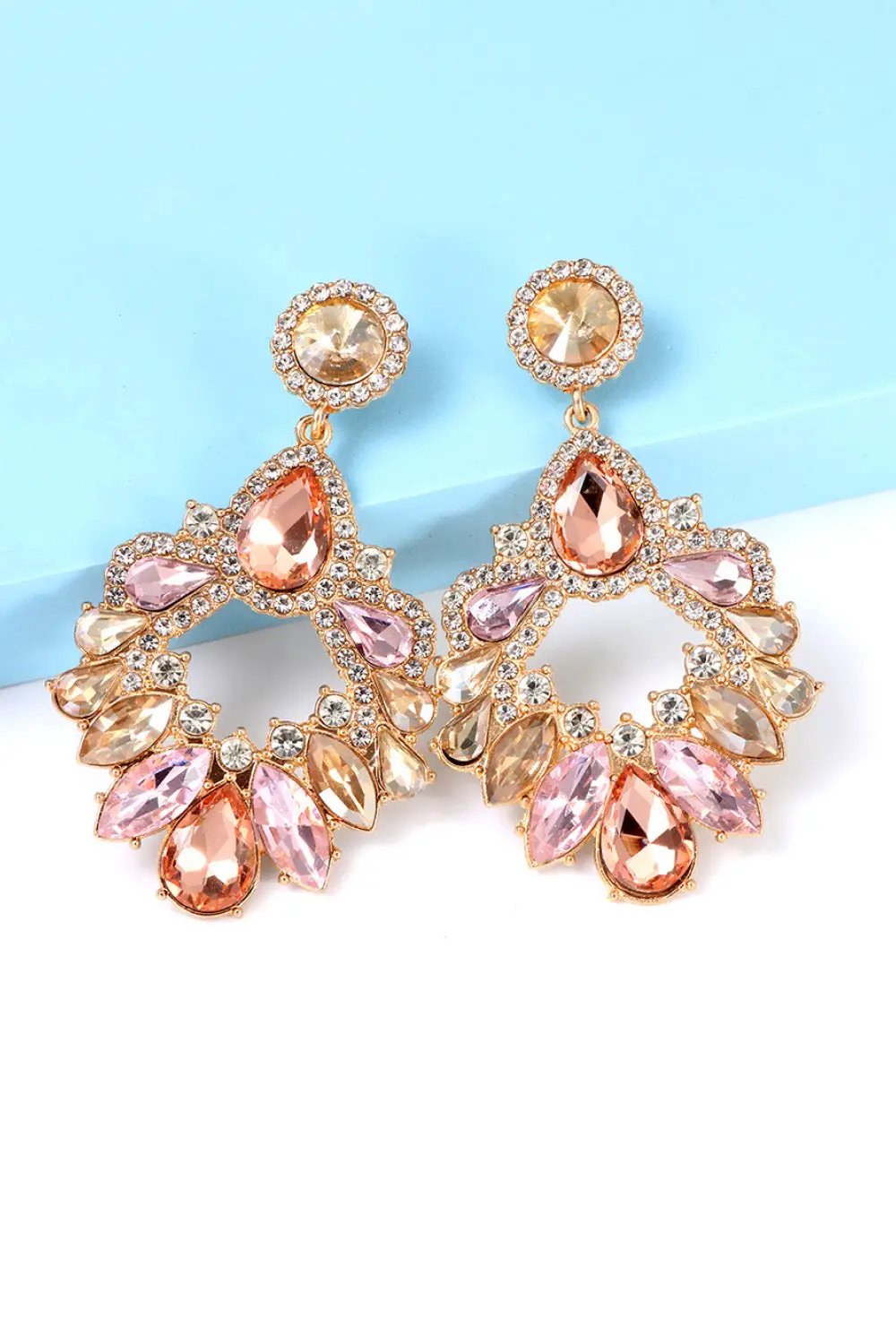Zinc Alloy Frame Glass Stone Dangle Earrings by Trendsi