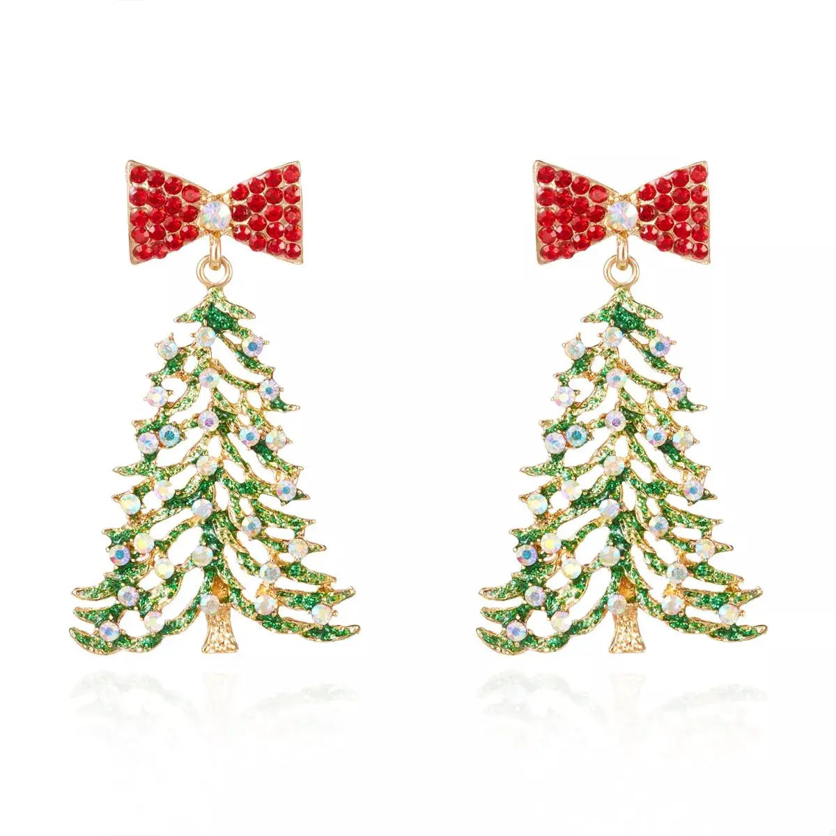 Christmas Tree Bow Drop Earrings by Trendsi