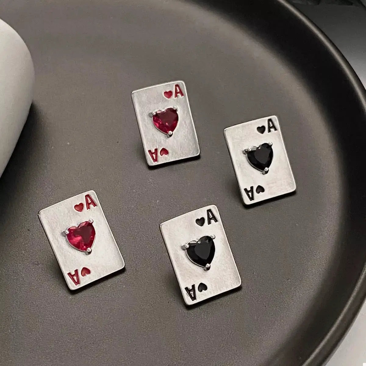 Poker Card Ace of Hearts Stud Earrings by Trendsi