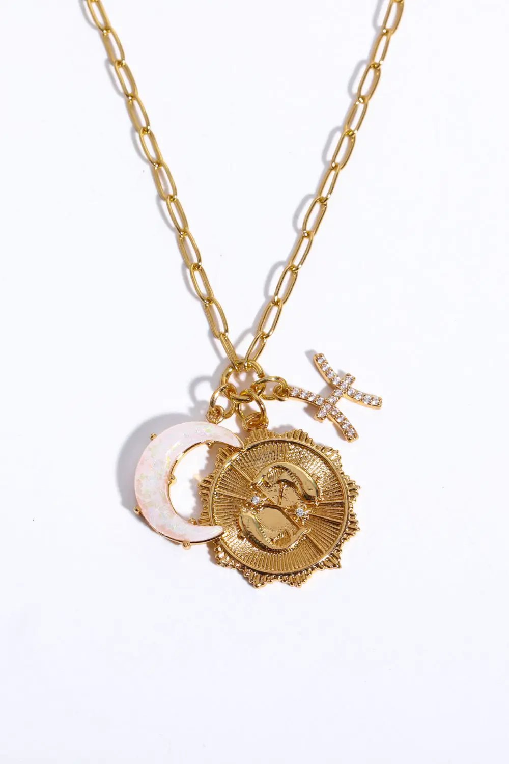Constellation and Moon Pendant Copper Necklace by Trendsi