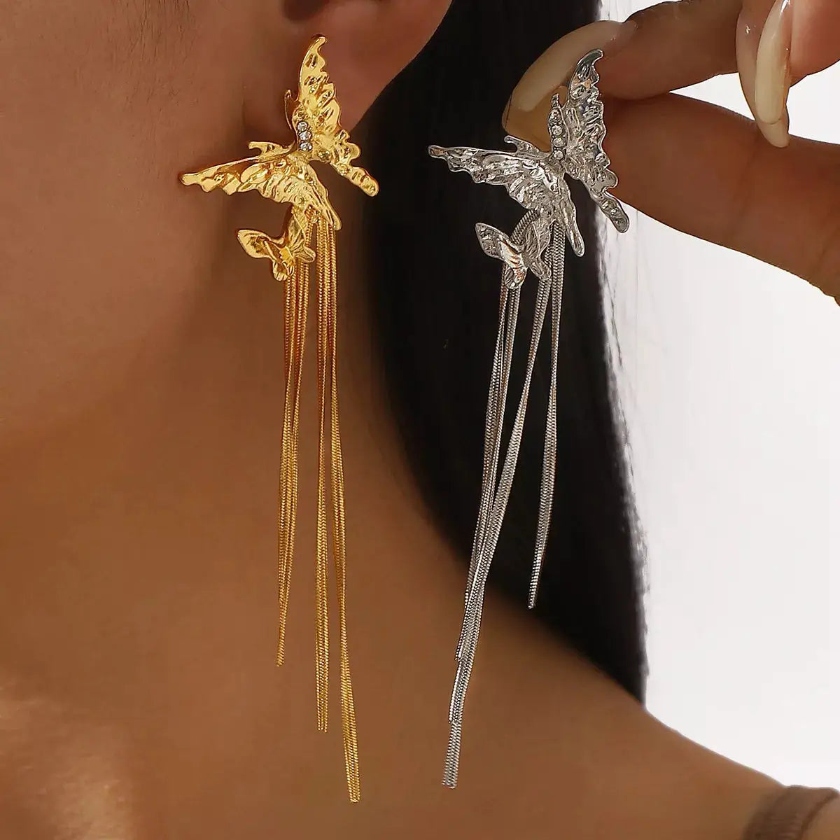 Butterfly Fringe Dangle Earrings by Trendsi