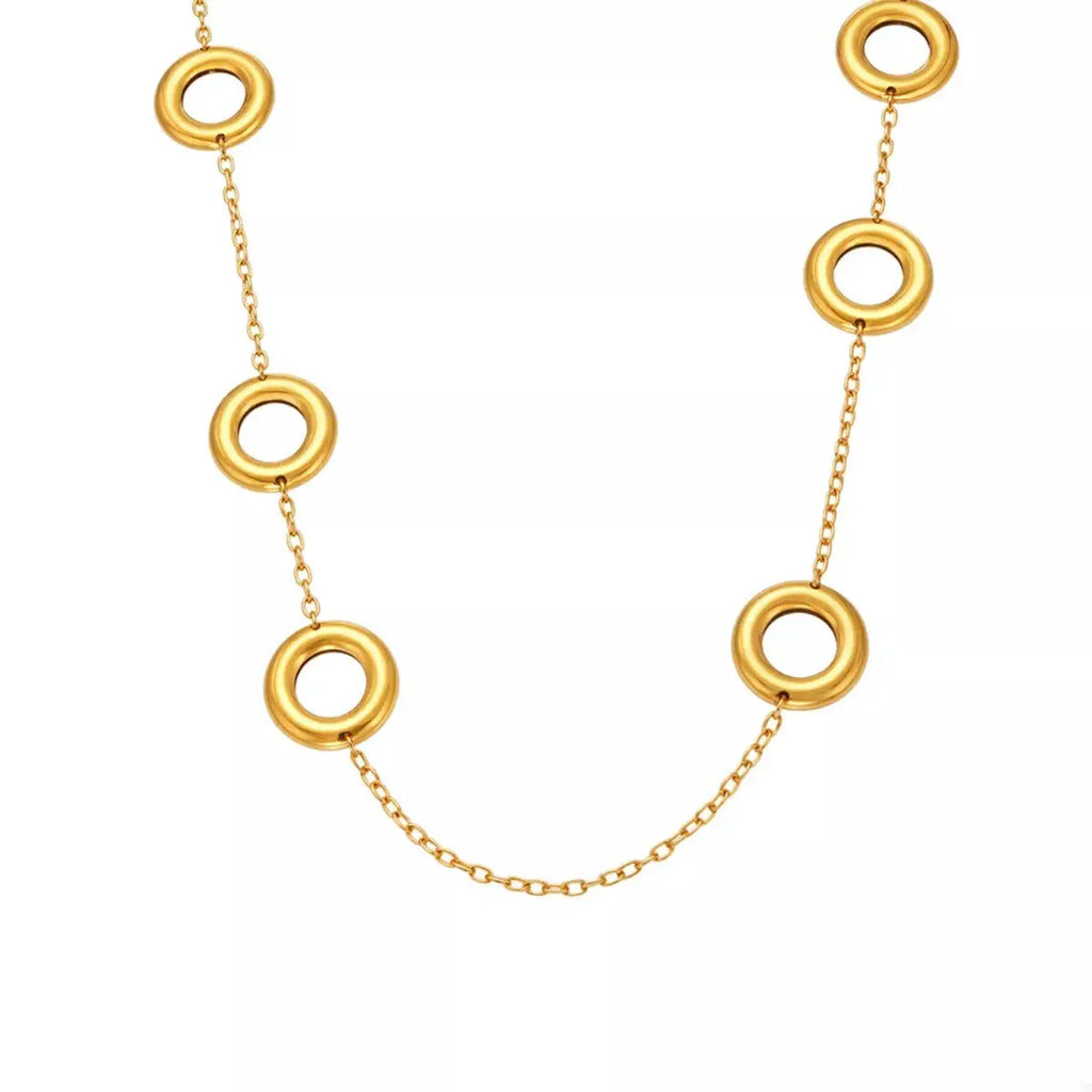 18K Gold-Plated Circle Chain Statement Necklace by Trendsi