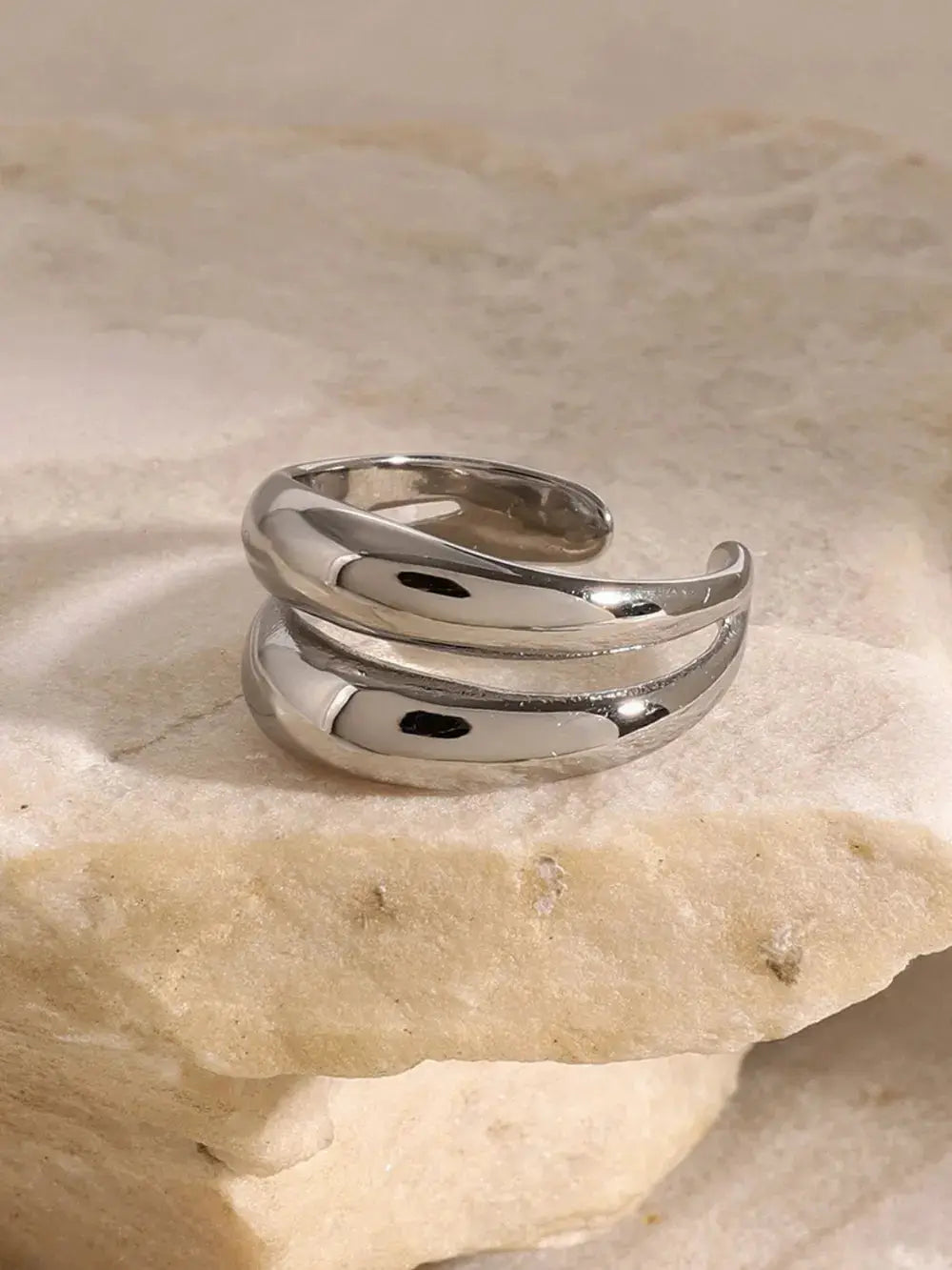 Stainless Steel Double-Layered Ring by Trendsi