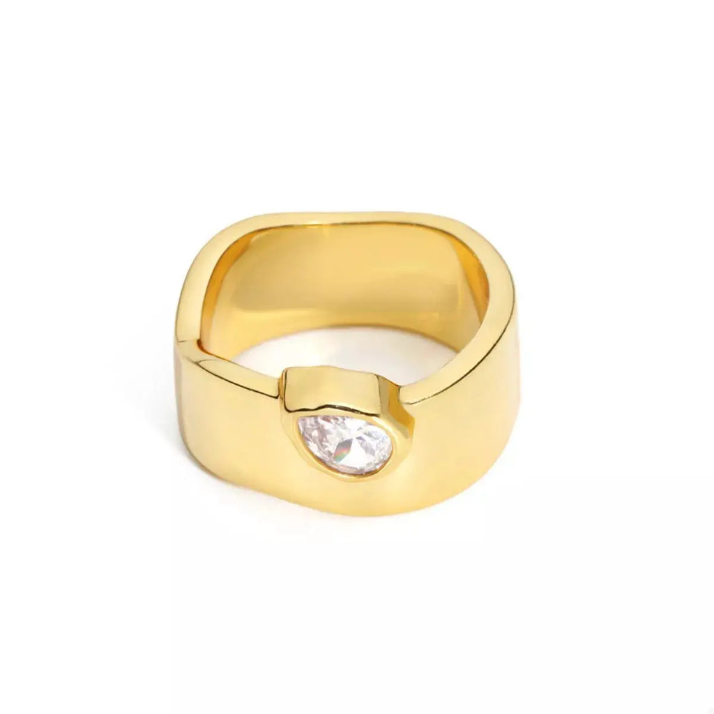 18K Gold-Plated Minimalist Design Ring by Trendsi