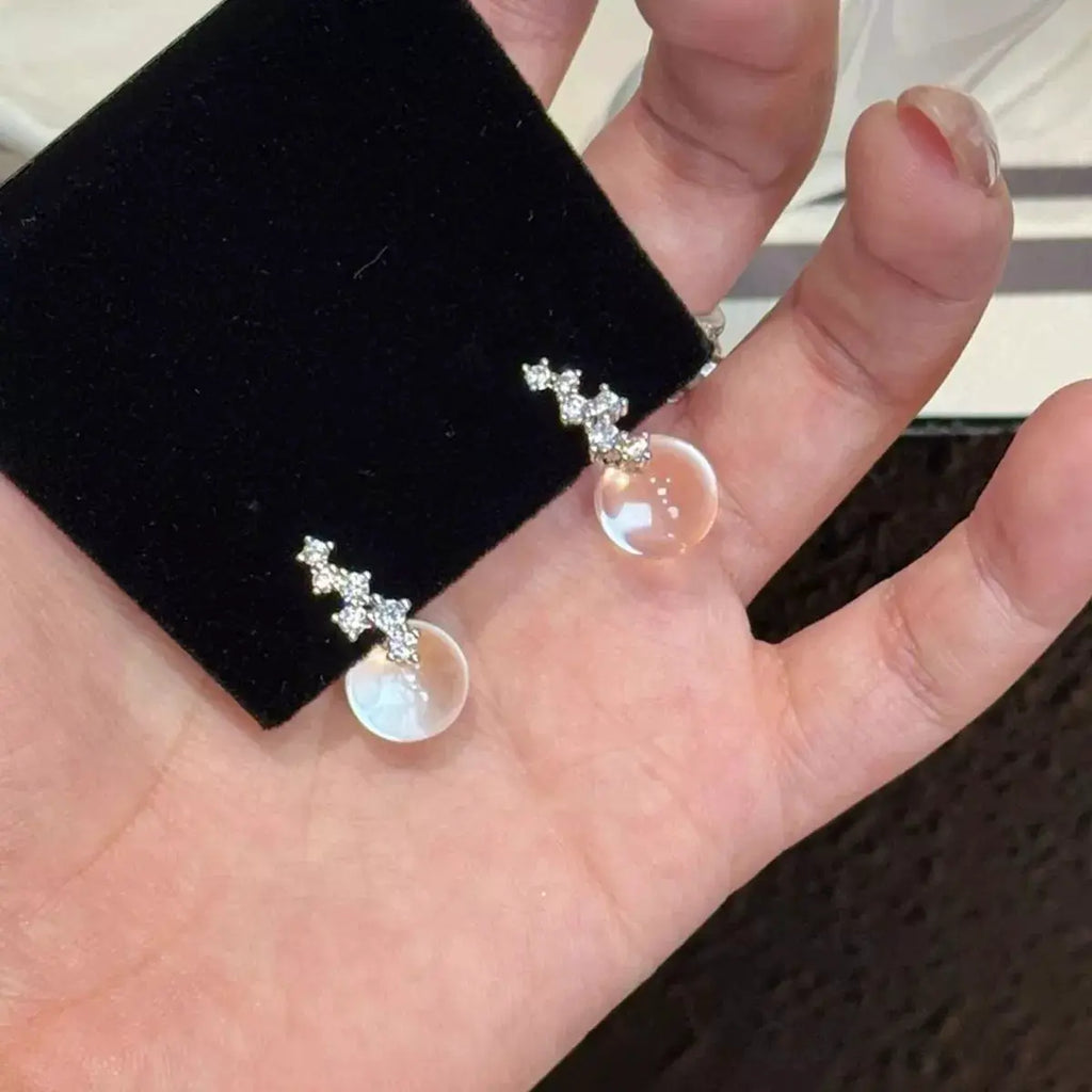 Crystal Ball Drop Earrings by Trendsi