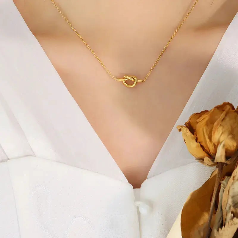 18K Gold-Plated Knotted Necklace by Trendsi
