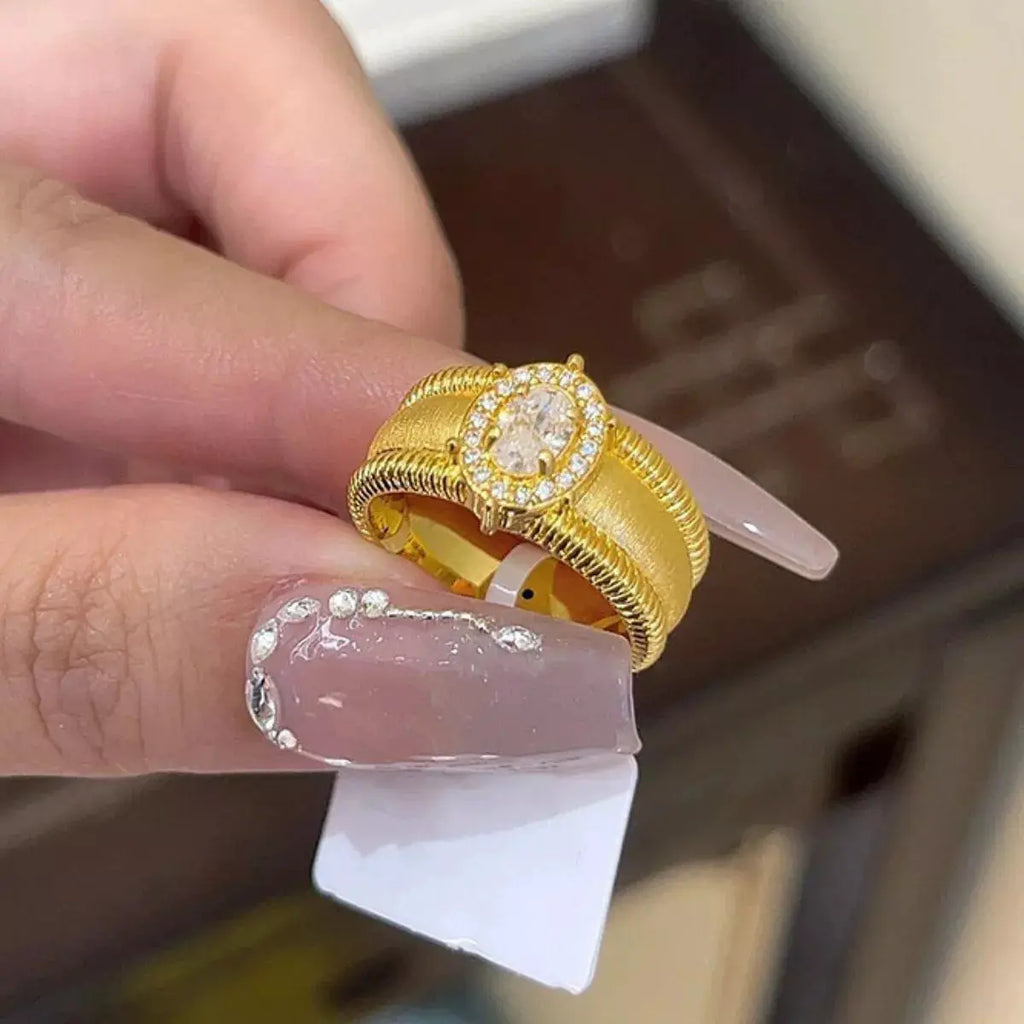 18K Gold-Plated 925 Sterling Silver Ring by Trendsi