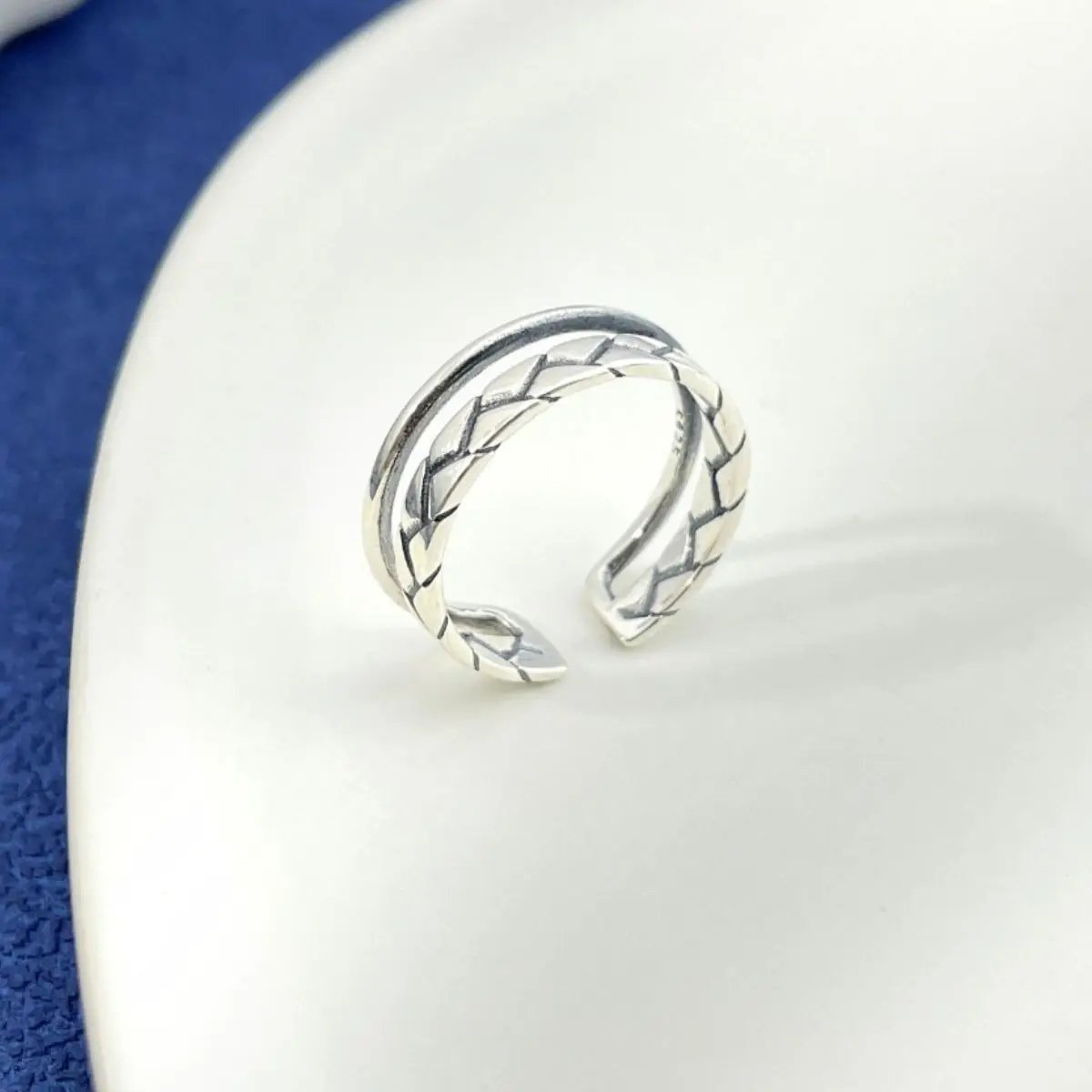 925 Sterling Silver Open Cuff Ring by Trendsi