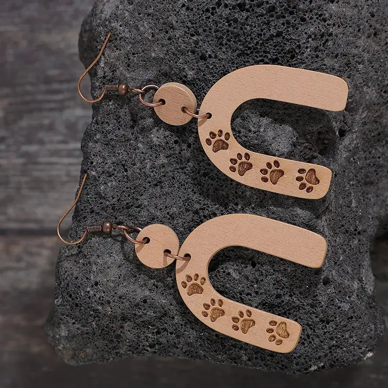 Geometric Shape Wooden Earrings by Trendsi