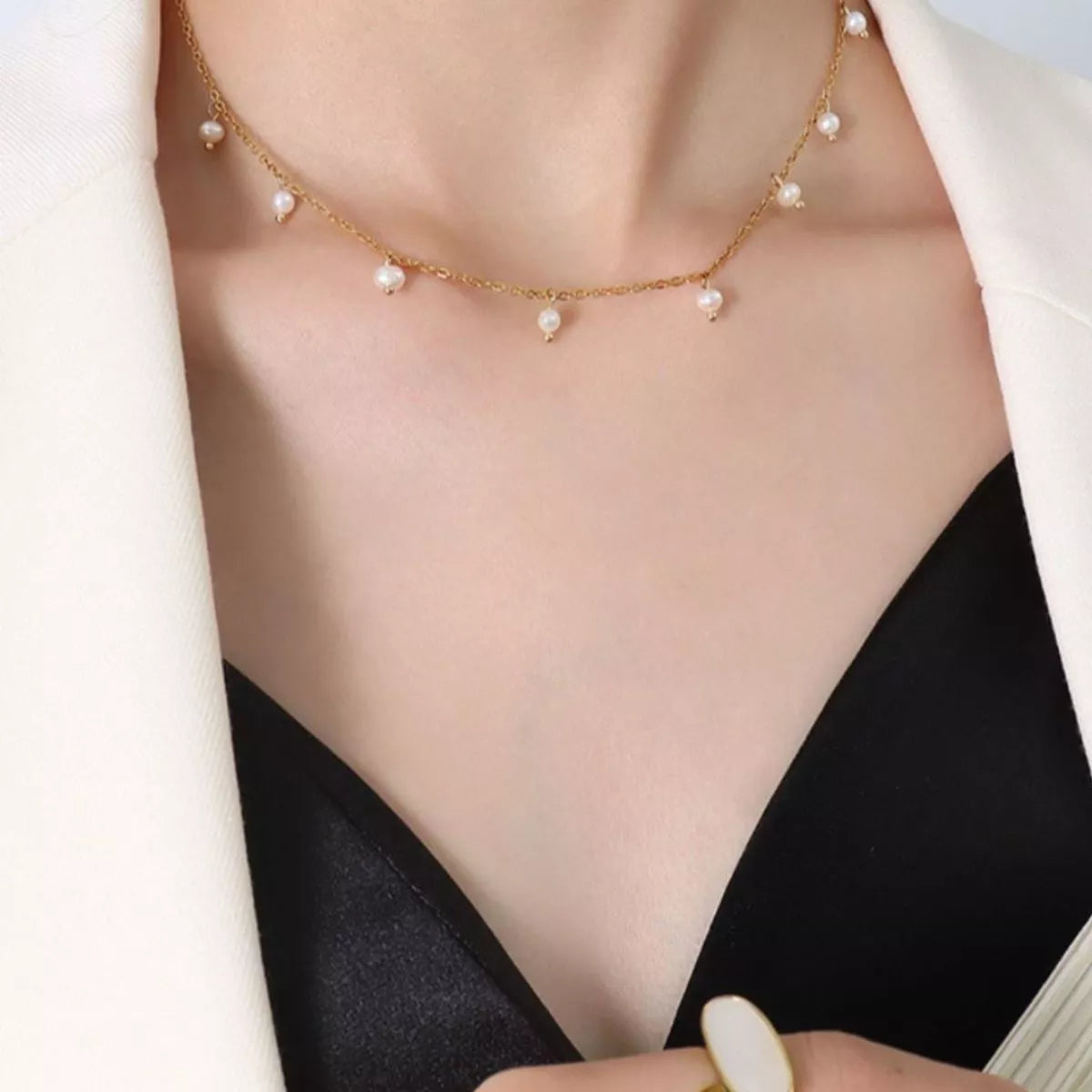 Freshwater Pearl 18K Gold-Plated Necklace by Trendsi