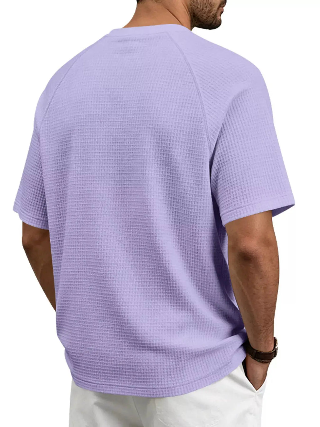 Men's Full Size Waffle Knit Raglan Short Sleeve T-Shirt Plus Size by Trendsi