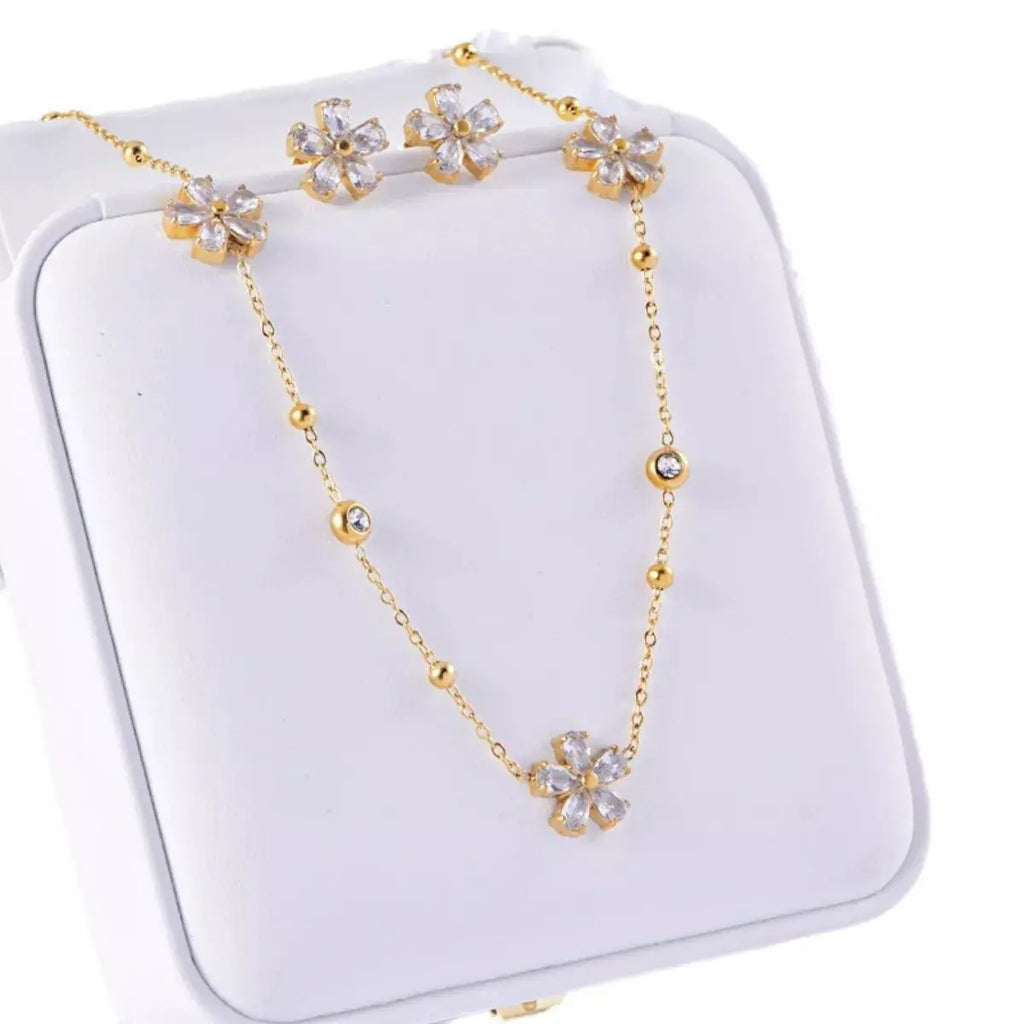 18K Gold-Plated Flower Jewelry Set by Trendsi
