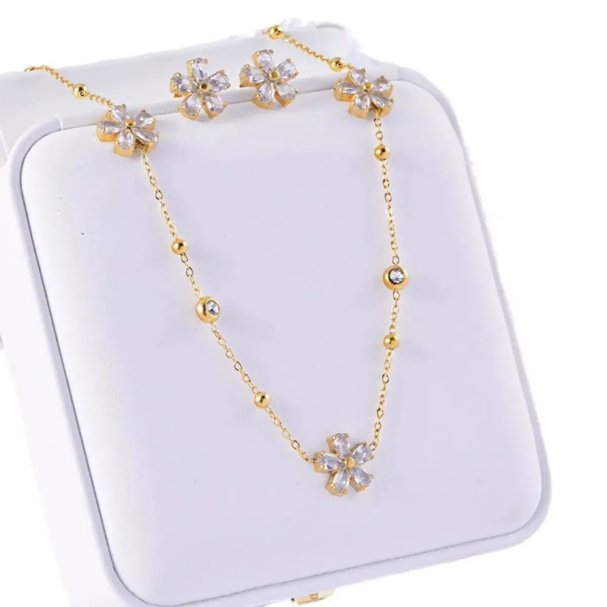 18K Gold-Plated Flower Jewelry Set by Trendsi