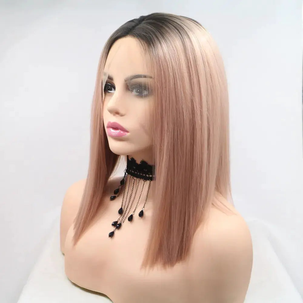 13*3" Lace Front Wigs Synthetic Mid-length Straight 12" 130% Density by Trendsi
