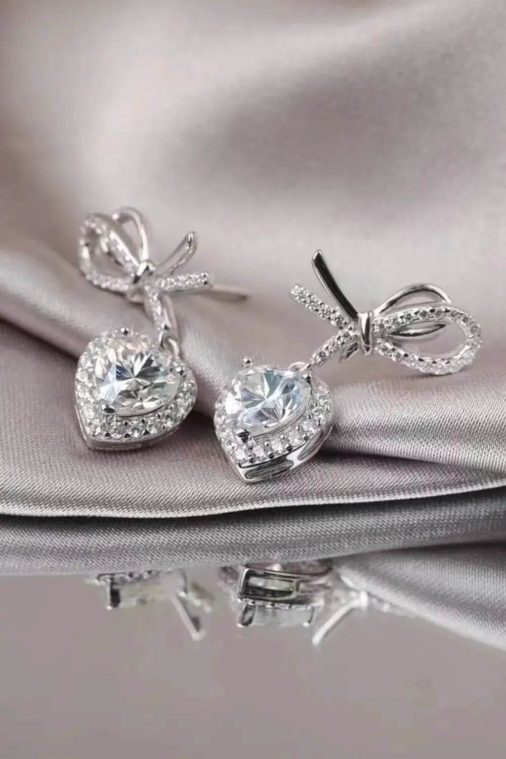 2 Carat Moissanite 925 Sterling Silver Heart Earrings by Trendsi
