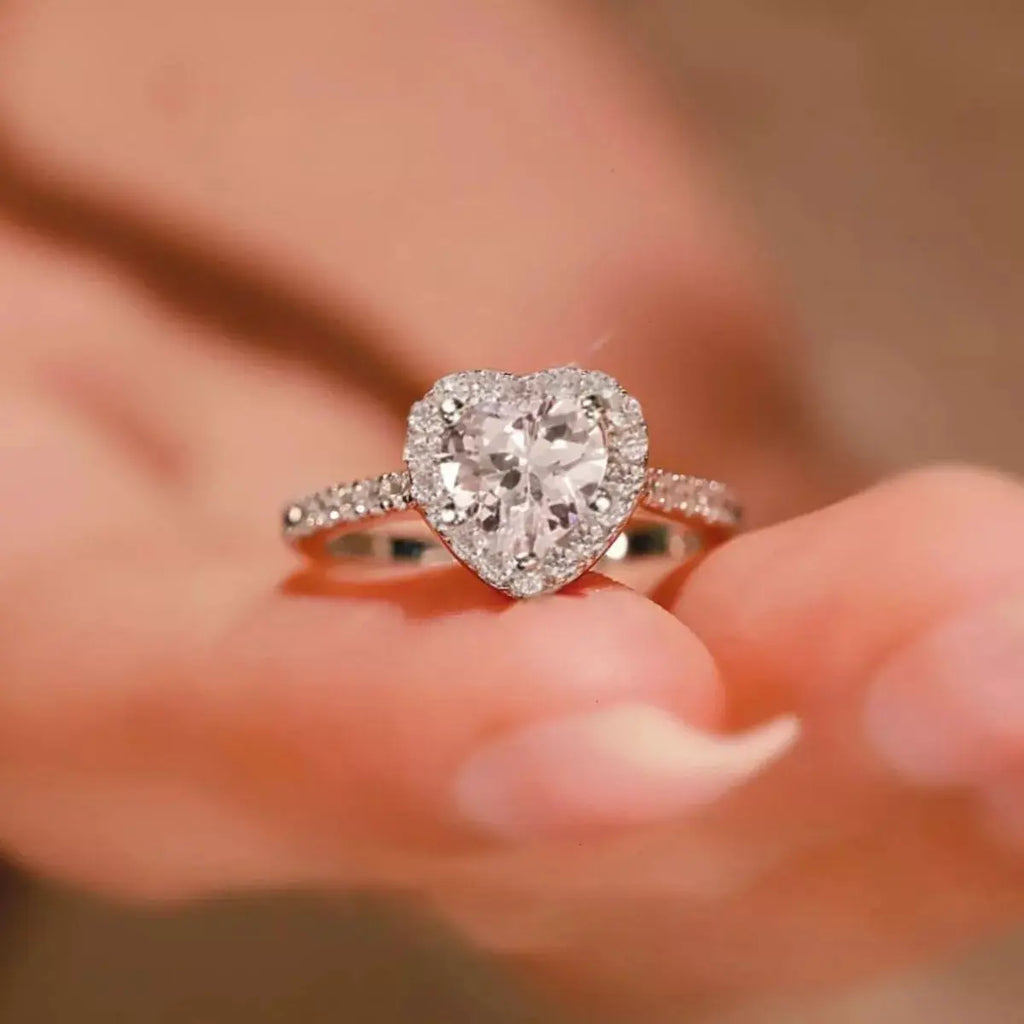 1 Carat Moissanite 925 Sterling Silver Heart Ring by Trendsi