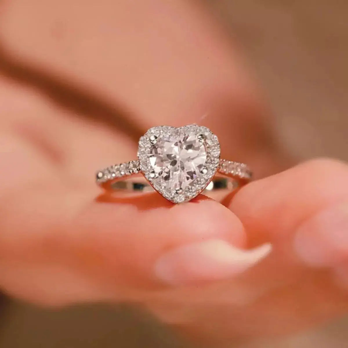1 Carat Moissanite 925 Sterling Silver Heart Ring by Trendsi