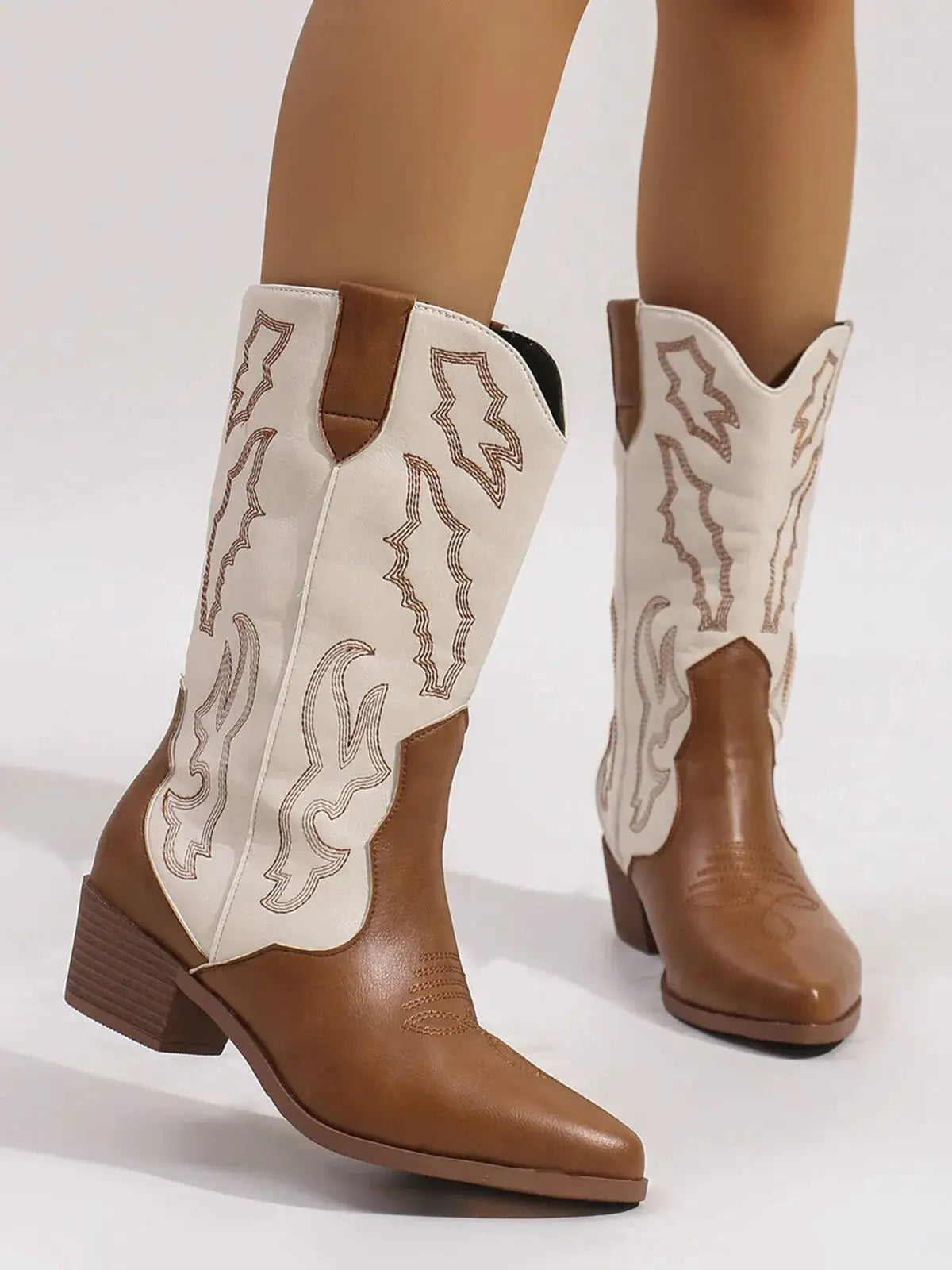 Point Toe Block Heels Boots by Trendsi