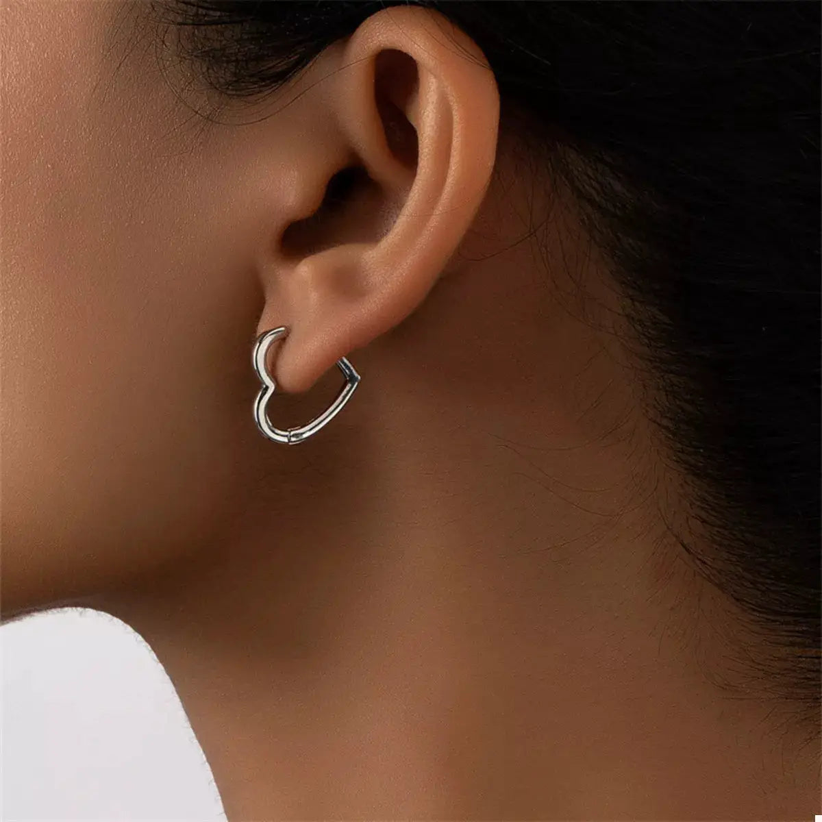 Alloy Heart Shape Hoop Earrings by Trendsi