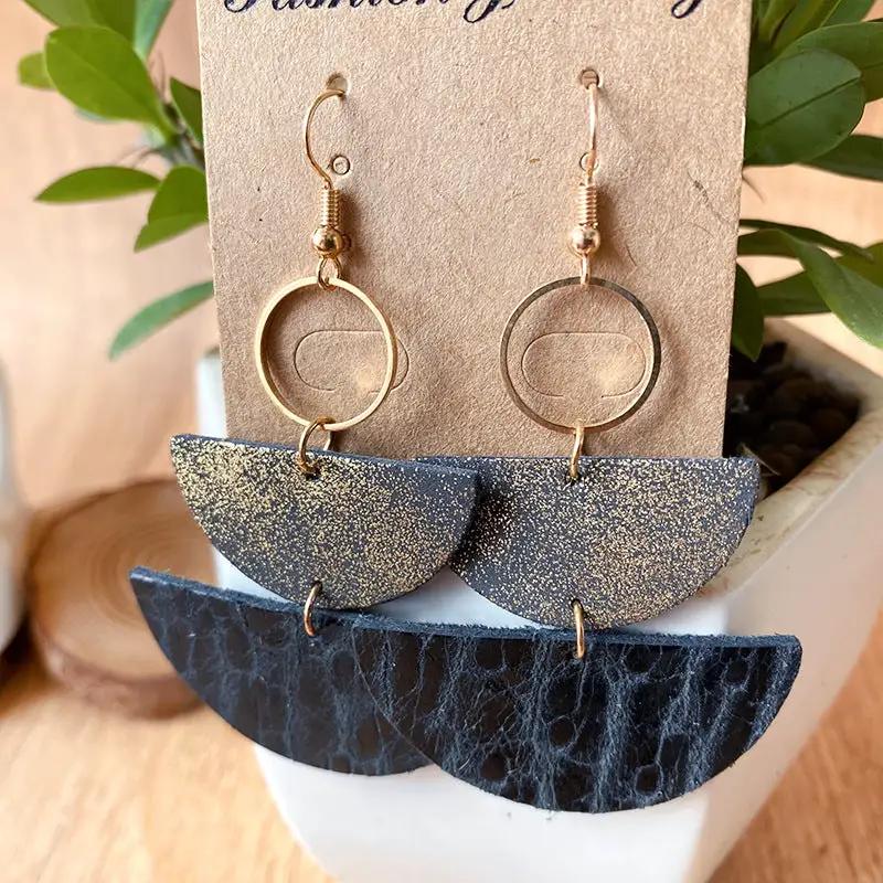 PU Semicircle Drop Earrings by Trendsi