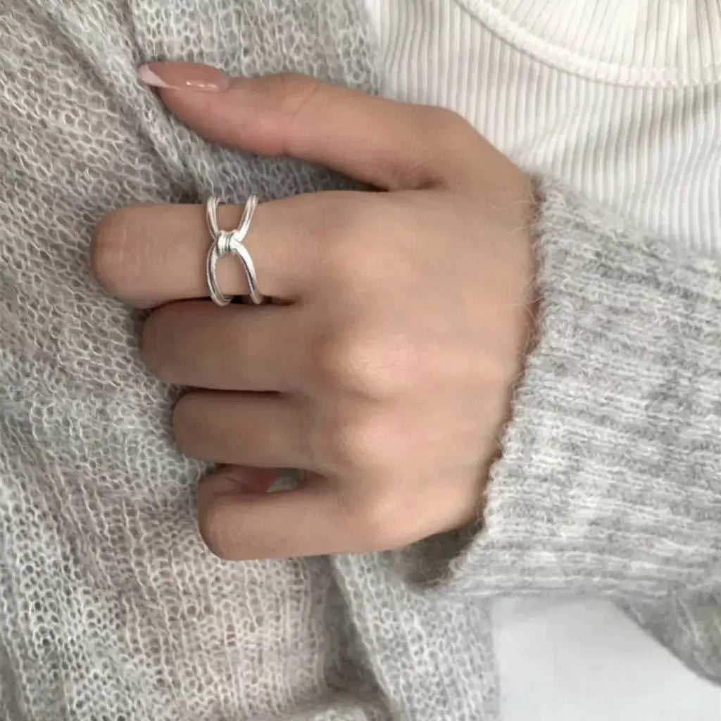925 Sterling Silver Knot Ring by Trendsi