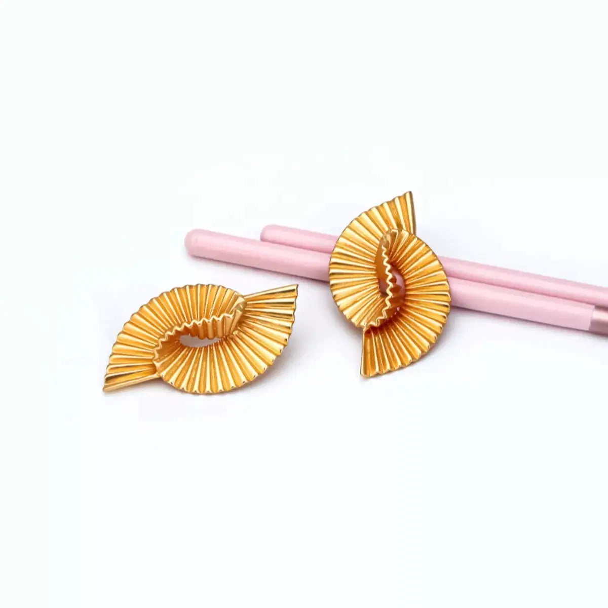 18K Gold-Plated Copper Geometric Spiral Earrings by Trendsi