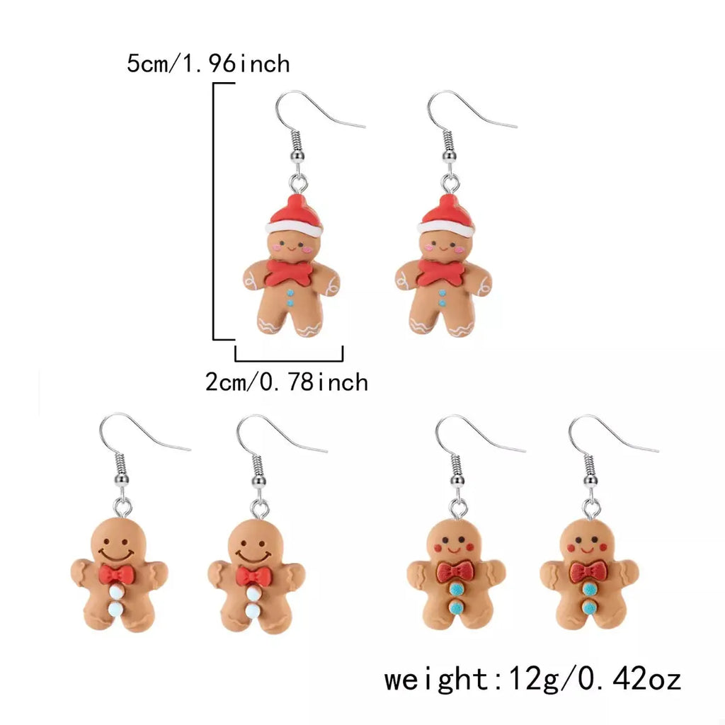 3 Piece Christmas Gingerbread Man Drop Earrings by Trendsi