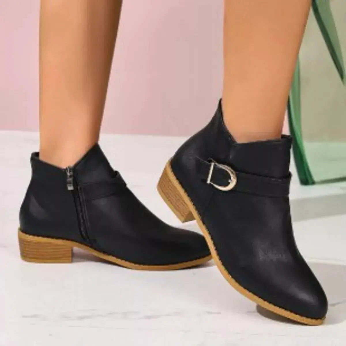 Point Toe Block Heels Boots by Trendsi