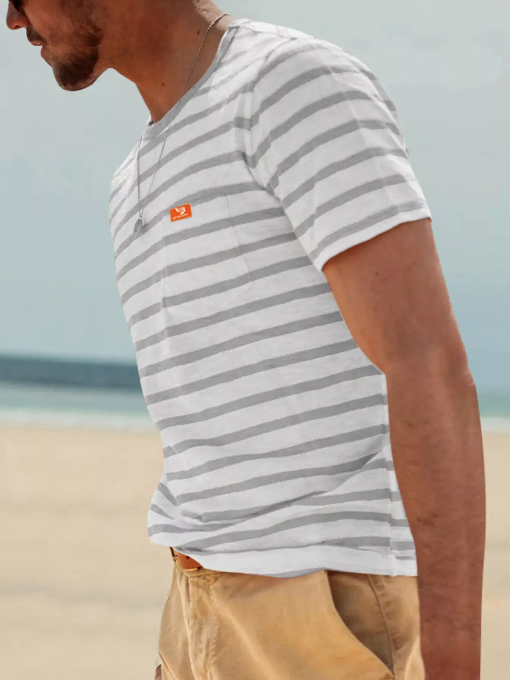 Men's Full Size Striped Pocket Short Sleeve T-Shirt Plus Size by Trendsi