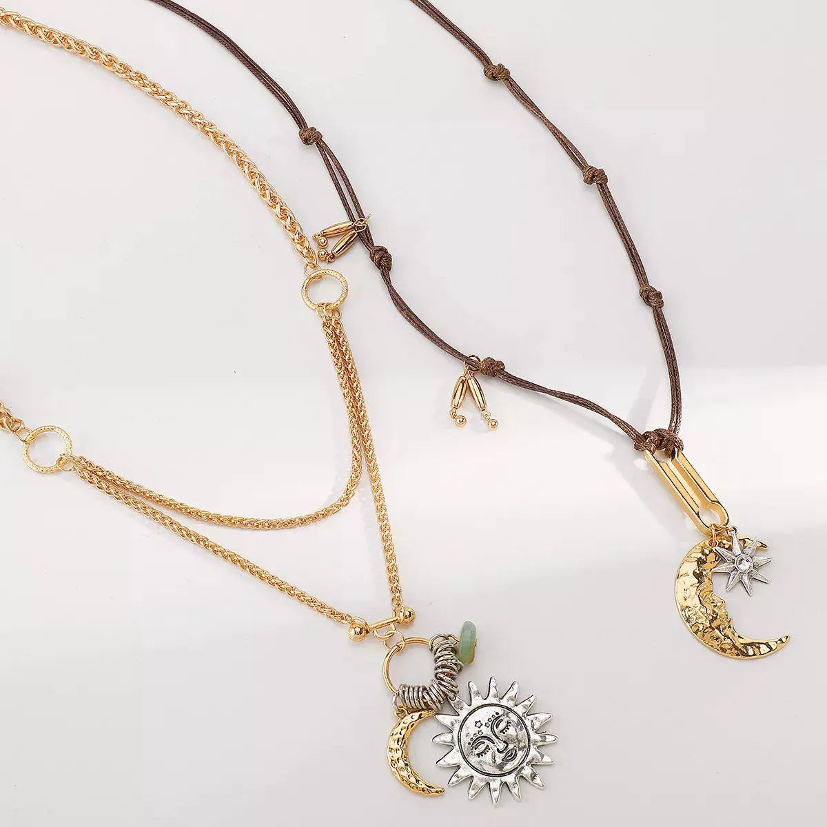 Moon & Sun Pendant Necklace by Trendsi
