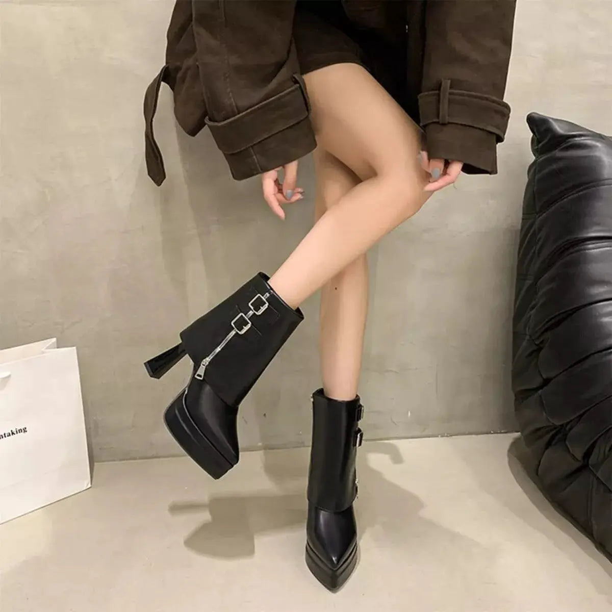 Point Toe High Heels Boots by Trendsi