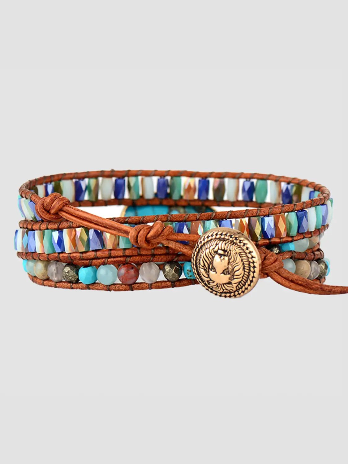 Triple-Layer Natural Stone Bracelet by Trendsi