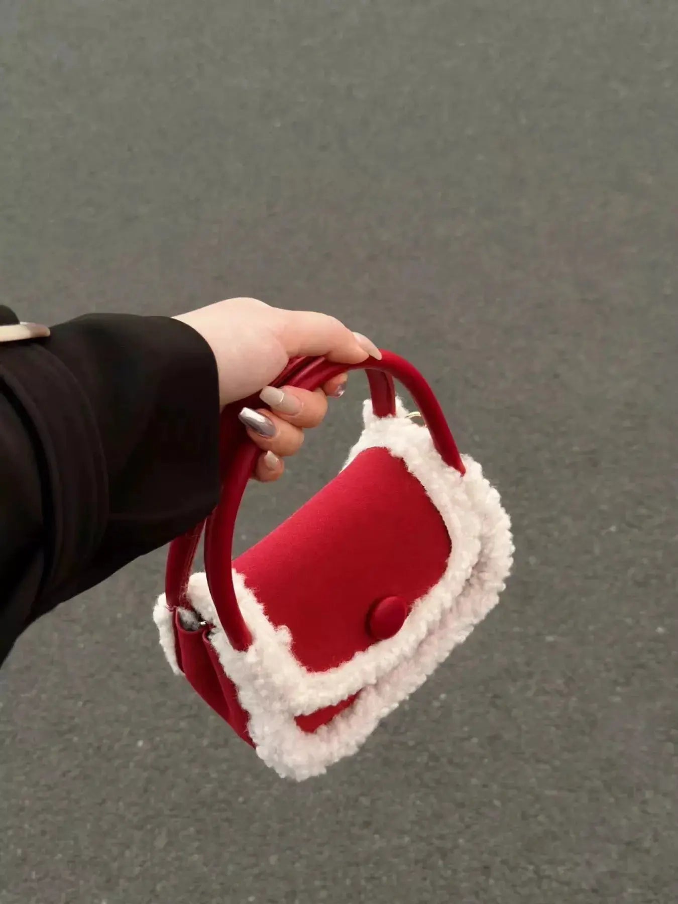 Fluffy Trim Mini Crossbody Bag by Trendsi