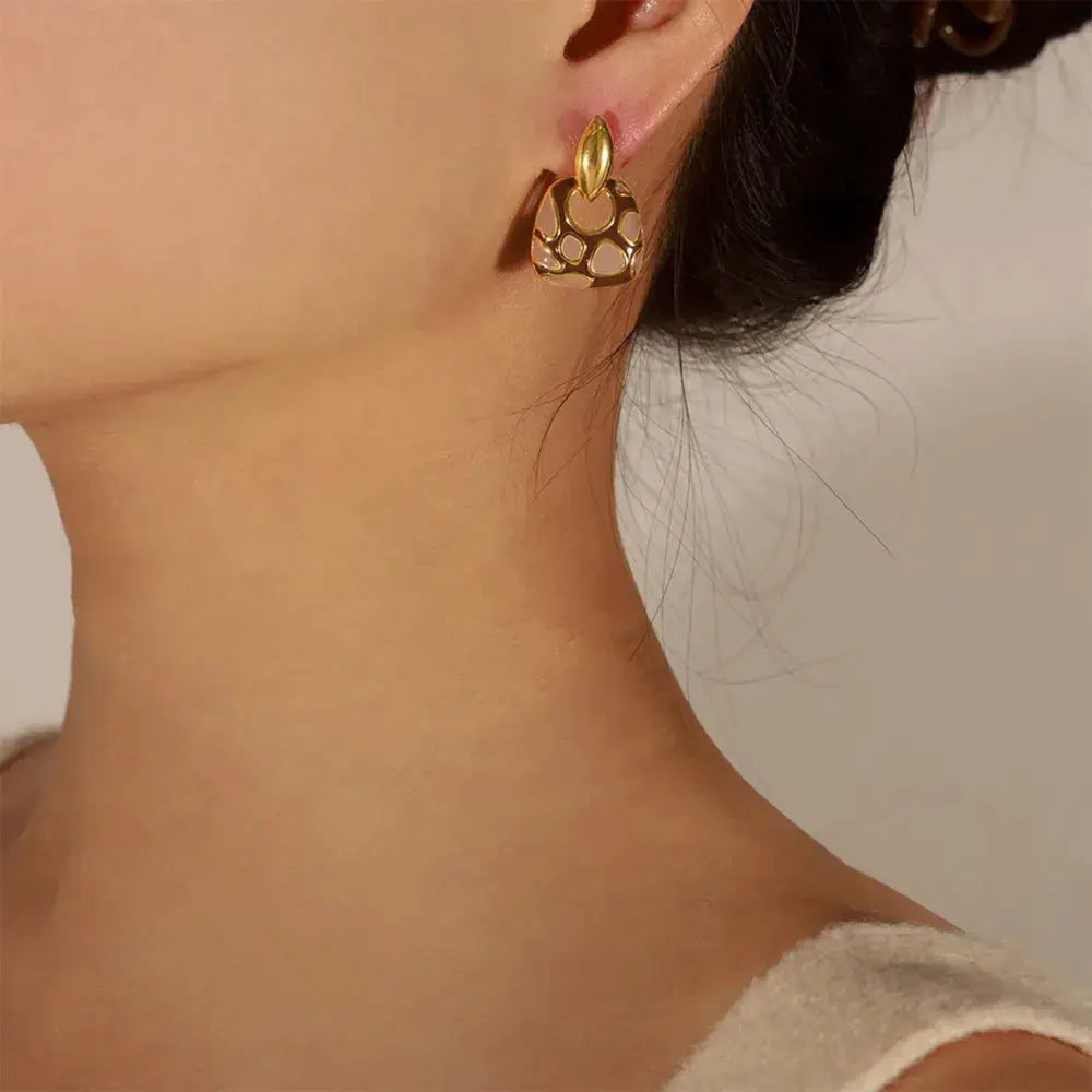 Copper Oil Drip Earrings by Trendsi
