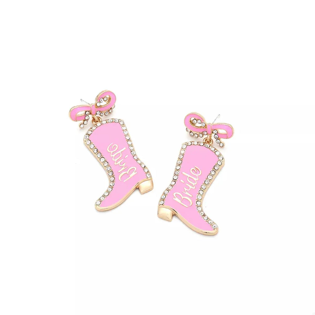 Cowgirl Boot Dangle Earrings with Bow by Trendsi
