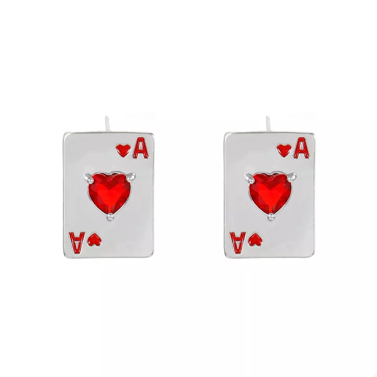 Poker Card Ace of Hearts Stud Earrings by Trendsi