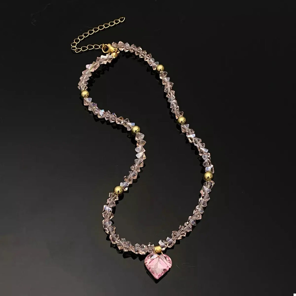 Pearl & Heart Pendant Necklace by Trendsi
