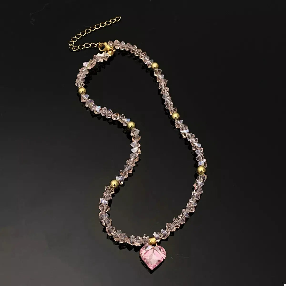 Pearl & Heart Pendant Necklace by Trendsi