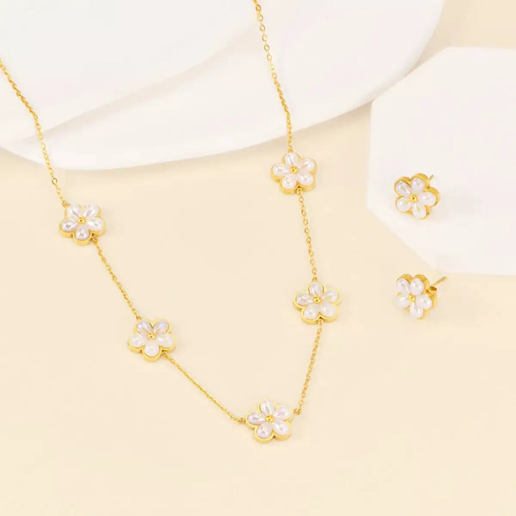 18K Gold-Plated Flower Jewelry Set by Trendsi