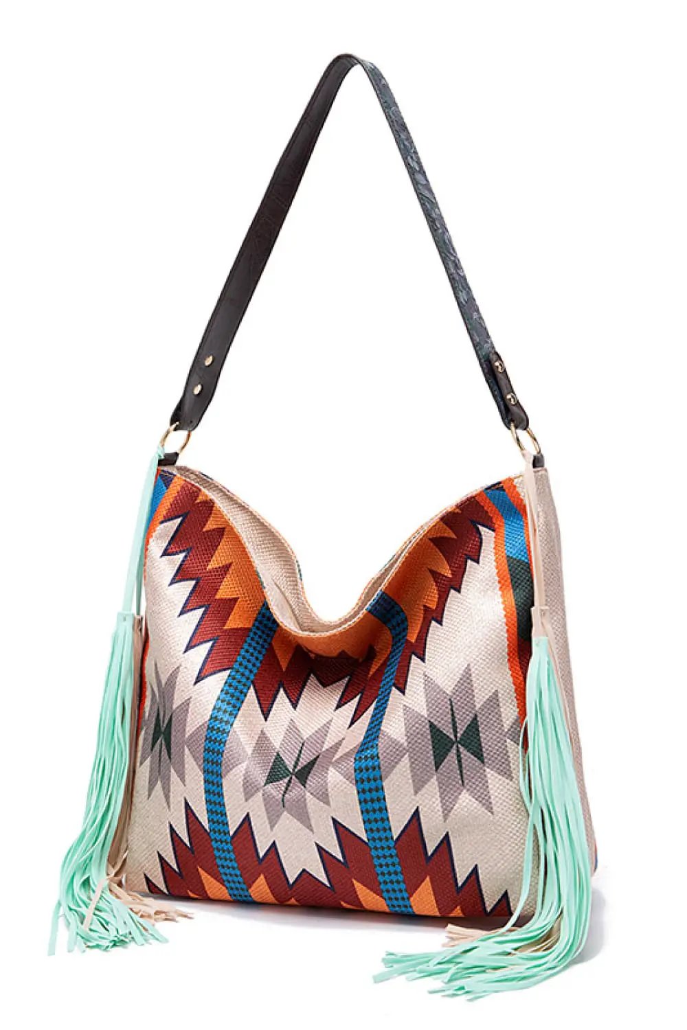 Geometric Canvas Tote Bag by Trendsi