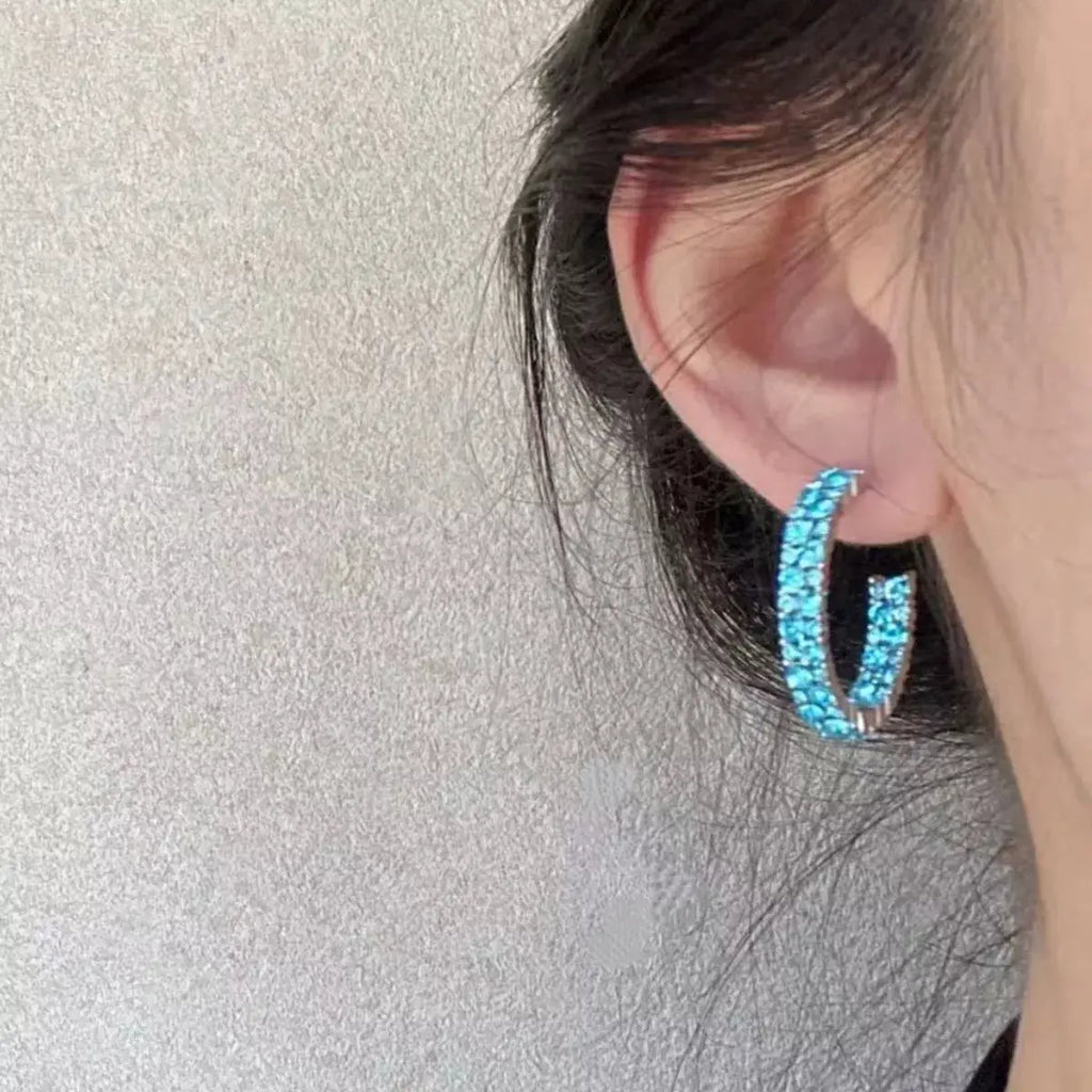 Sparkling C-Hoop Earrings by Trendsi