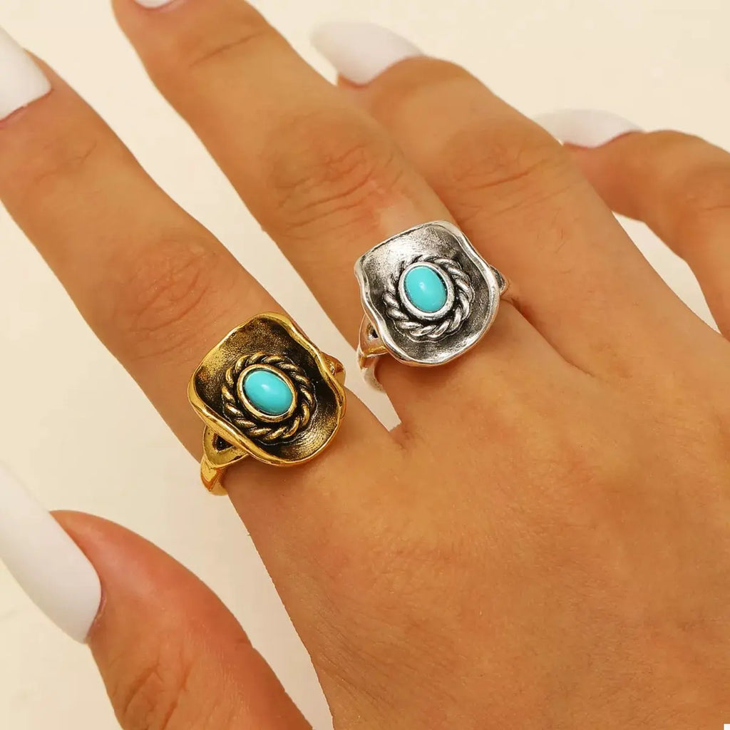 4 Piece Vintage Western Style Bull Head Rings by Trendsi