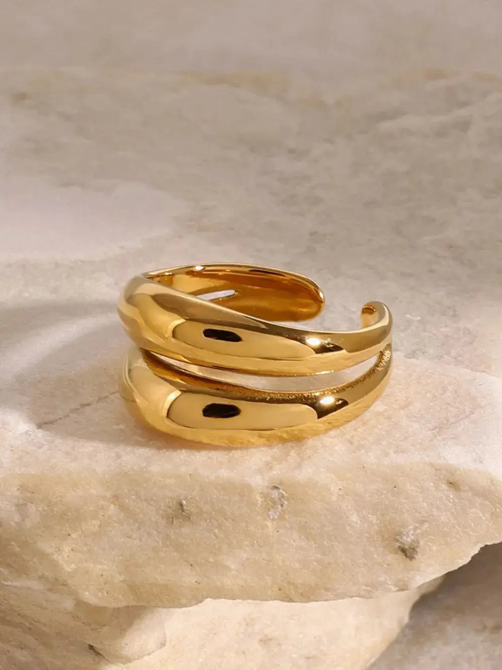 Stainless Steel Double-Layered Ring by Trendsi