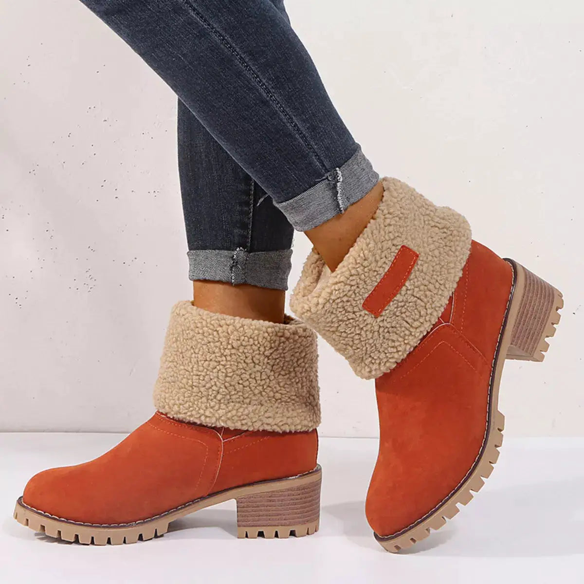 Round Toe Block Heels Boots by Trendsi